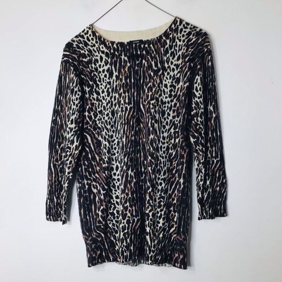 J Crew sweater pullover woman medium merino wool animal print - Picture 1 of 9